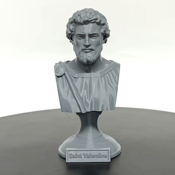 Saint Valentine, Patron of Love and Devotion, Revered Christian Martyr Sculpture Bust on Pedestal