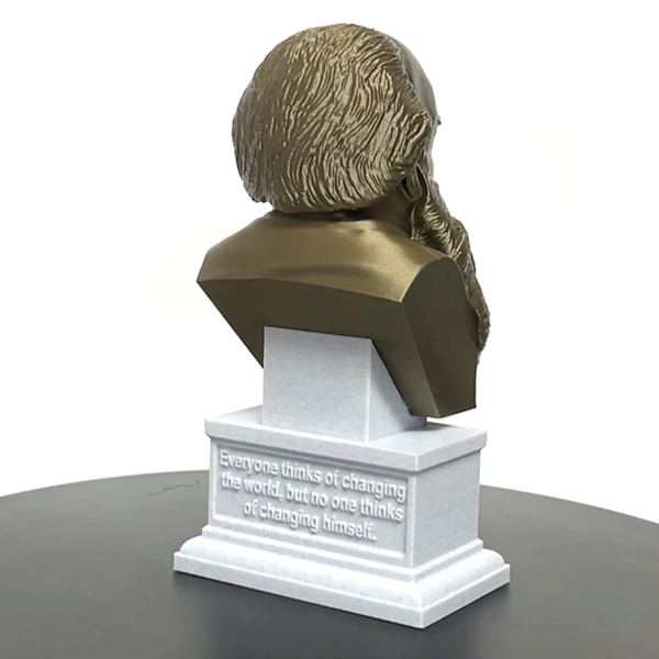 Leo Tolstoy, Famous Russian Writer, Sculpture Bust on Box Plinth