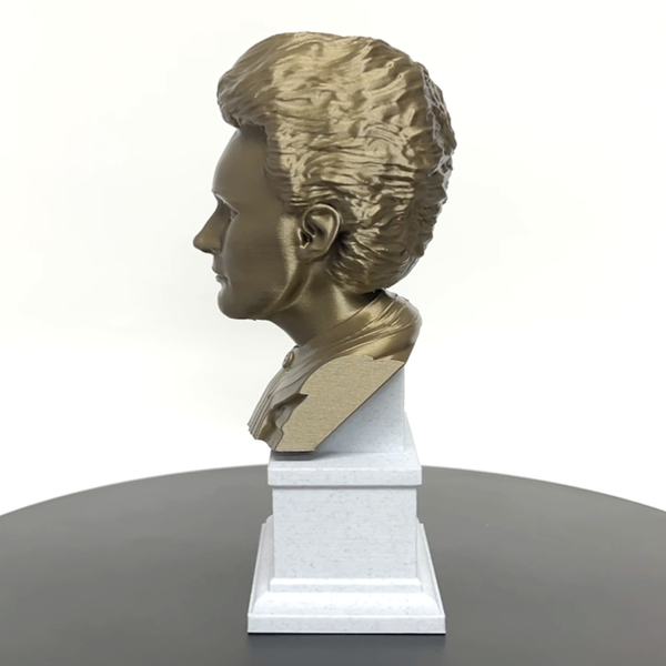 Marie Curie Polish Chemist, Nobel Prize Winner, and Researcher of Radioactivity Sculpture Bust on Box Plinth