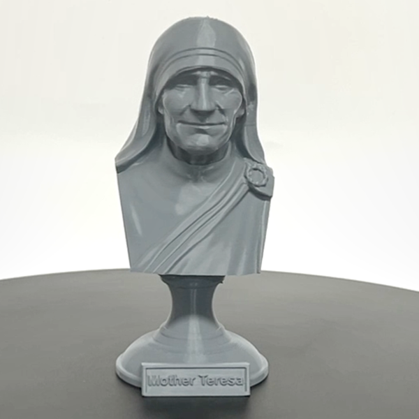Saint Teresa of Calcutta (Mother Teresa), Devoted Servant of the Poor and Founder of the Missionaries of Charity Sculpture Bust on Pedestal