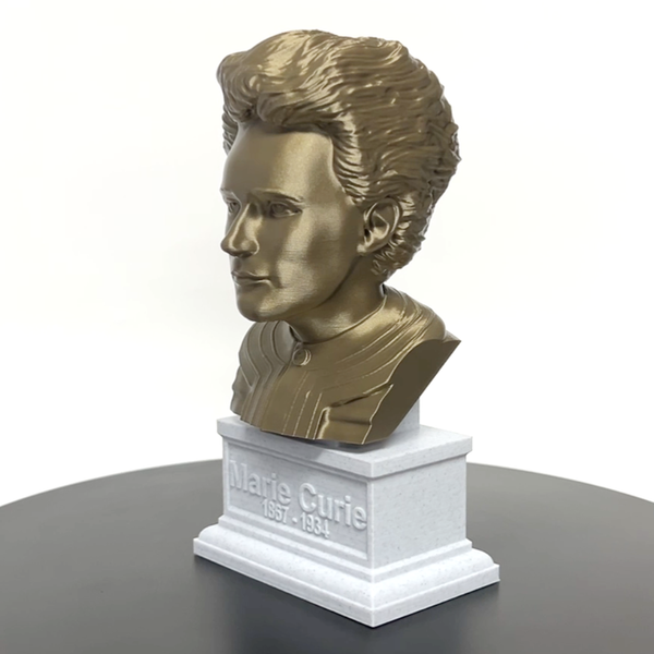 Marie Curie Polish Chemist, Nobel Prize Winner, and Researcher of Radioactivity Sculpture Bust on Box Plinth