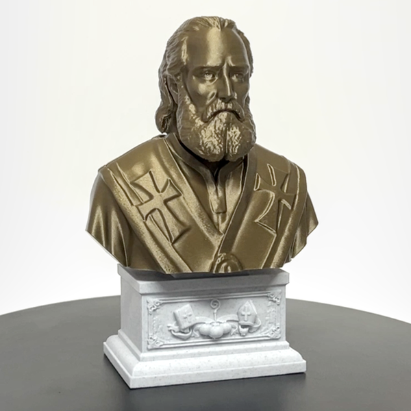 Saint Nicholas of Myra, Patron Saint of Children and Charity Sculpture Bust on Box Plinth