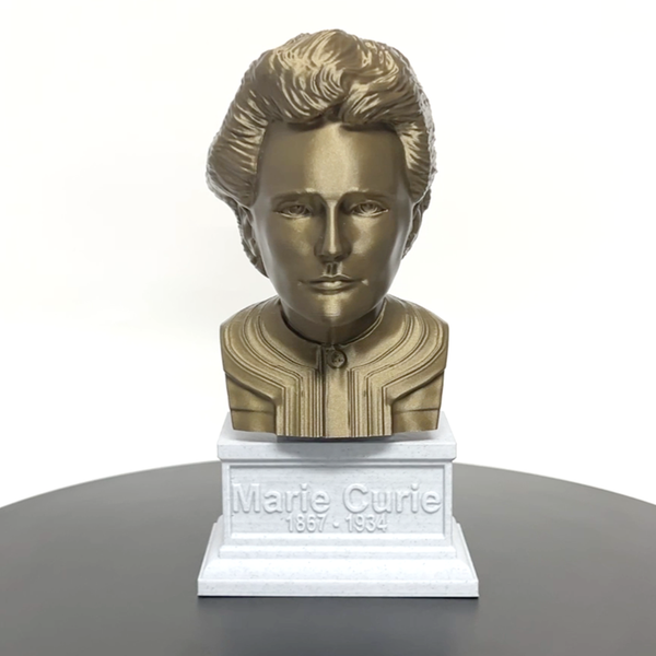 Marie Curie Polish Chemist, Nobel Prize Winner, and Researcher of Radioactivity Sculpture Bust on Box Plinth