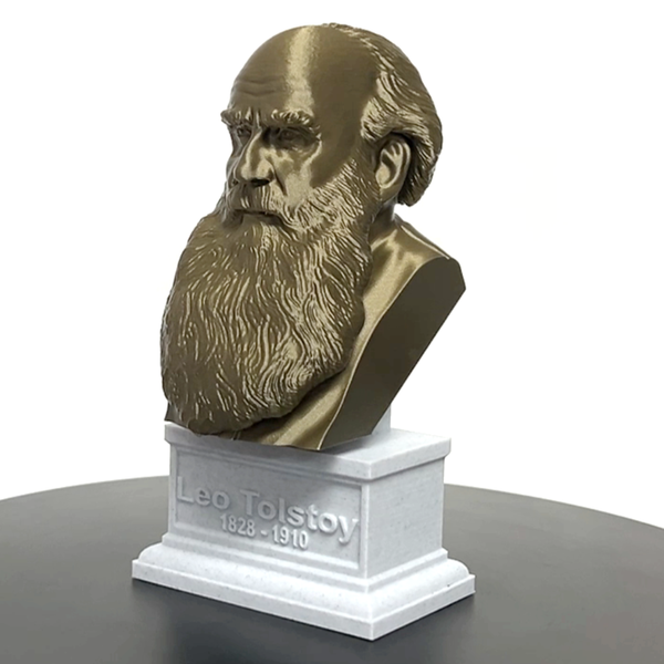 Leo Tolstoy, Famous Russian Writer, Sculpture Bust on Box Plinth