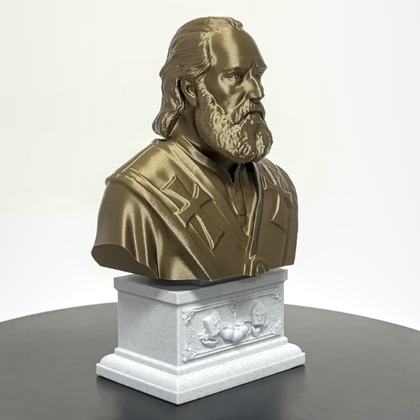 Saint Nicholas of Myra, Patron Saint of Children and Charity Sculpture Bust on Box Plinth