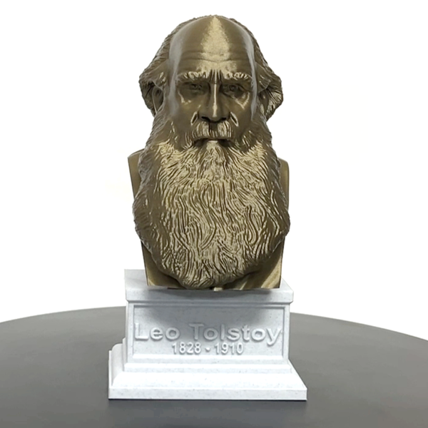 Leo Tolstoy, Famous Russian Writer, Sculpture Bust on Box Plinth