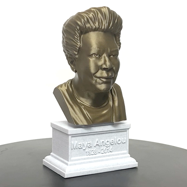 Maya Angelou, American Poet, Singer, Memoirist, and Civil Rights Activist, Sculpture Bust on Box Plinth