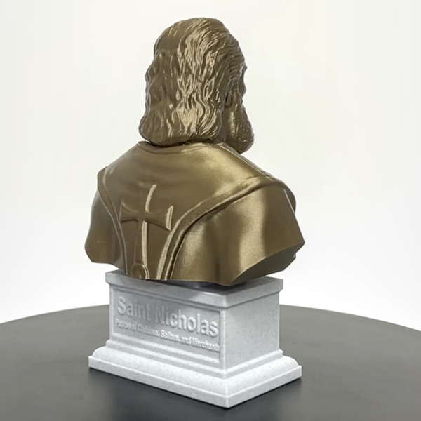 Saint Nicholas of Myra, Patron Saint of Children and Charity Sculpture Bust on Box Plinth
