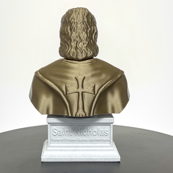 Saint Nicholas of Myra, Patron Saint of Children and Charity Sculpture Bust on Box Plinth