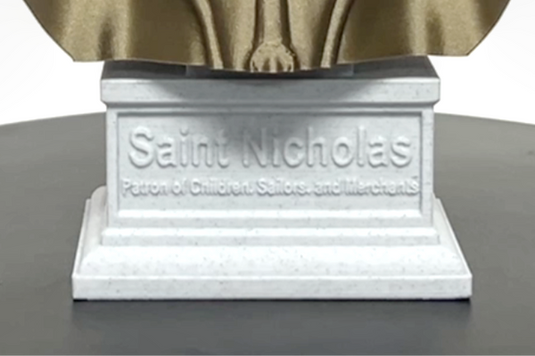 Saint Nicholas of Myra, Patron Saint of Children and Charity Sculpture Bust on Box Plinth