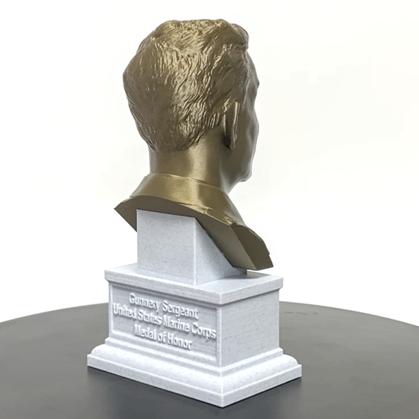 John Basilone Legendary US Marine Corps Medal of Honor Winner Sculpture Bust on Box Plinth