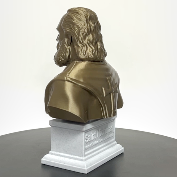 Saint Nicholas of Myra, Patron Saint of Children and Charity Sculpture Bust on Box Plinth