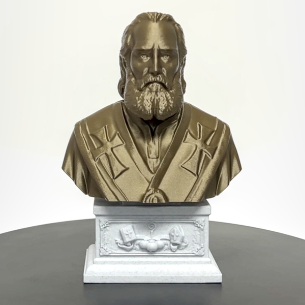 Saint Nicholas of Myra, Patron Saint of Children and Charity Sculpture Bust on Box Plinth