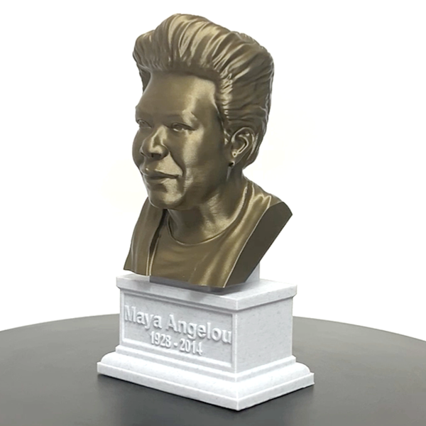 Maya Angelou, American Poet, Singer, Memoirist, and Civil Rights Activist, Sculpture Bust on Box Plinth