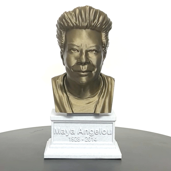 Maya Angelou, American Poet, Singer, Memoirist, and Civil Rights Activist, Sculpture Bust on Box Plinth