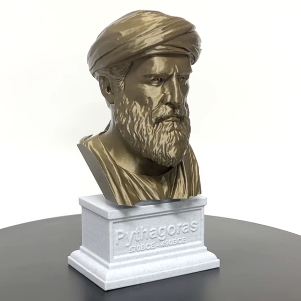 Pythagoras Famous Greek Mathematician and Philosopher Sculpture Bust on Box Plinth