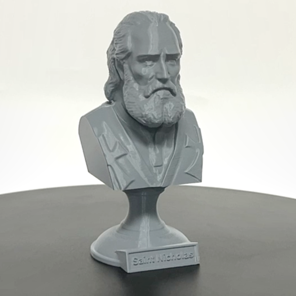 Saint Nicholas of Myra, Patron Saint of Children and Charity Sculpture Bust on Pedestal