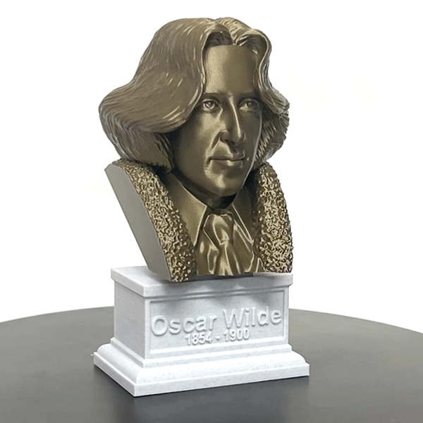 Oscar Wilde, Irish Poet and Playwright, Sculpture Bust on Box Plinth