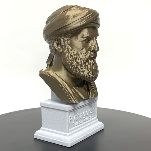Pythagoras Famous Greek Mathematician and Philosopher Sculpture Bust on Box Plinth