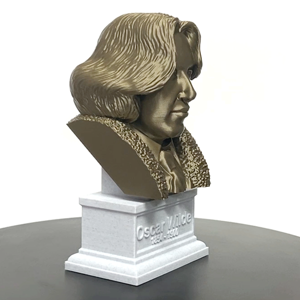 Oscar Wilde, Irish Poet and Playwright, Sculpture Bust on Box Plinth