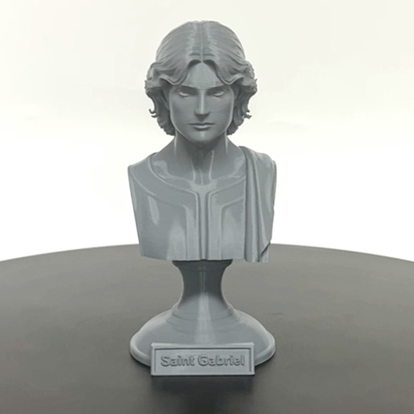 Saint Gabriel the Archangel, Heavenly Messenger and Patron of Communication, Sculpture Bust on Pedestal