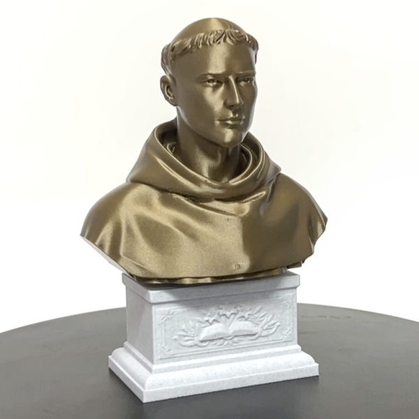 Saint Anthony of Padua, Beloved Franciscan Saint and Patron of Lost Things, Sculpture Bust on Box Plinth