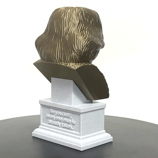 Oscar Wilde, Irish Poet and Playwright, Sculpture Bust on Box Plinth