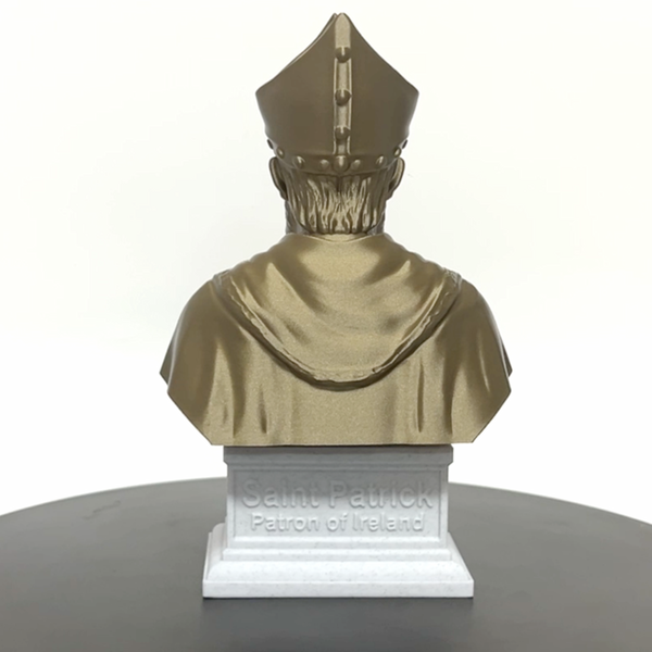 Saint Patrick, Patron of Ireland Sculpture Bust on Box Plinth