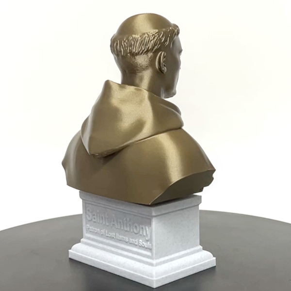 Saint Anthony of Padua, Beloved Franciscan Saint and Patron of Lost Things, Sculpture Bust on Box Plinth