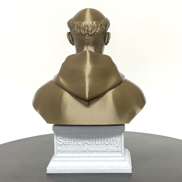 Saint Anthony of Padua, Beloved Franciscan Saint and Patron of Lost Things, Sculpture Bust on Box Plinth