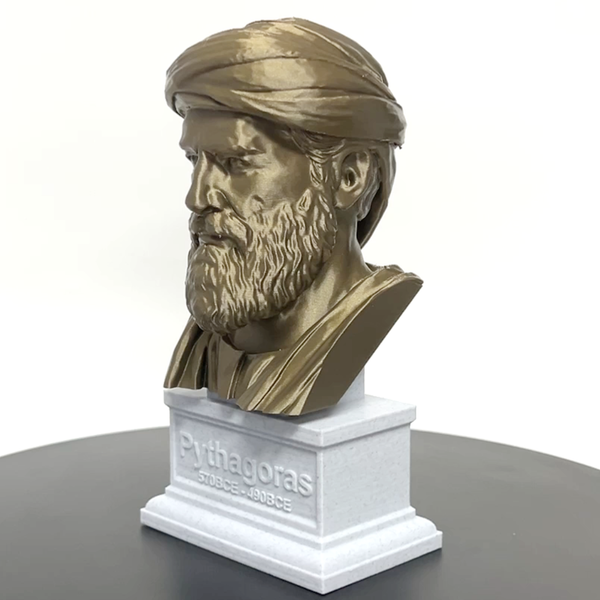 Pythagoras Famous Greek Mathematician and Philosopher Sculpture Bust on Box Plinth