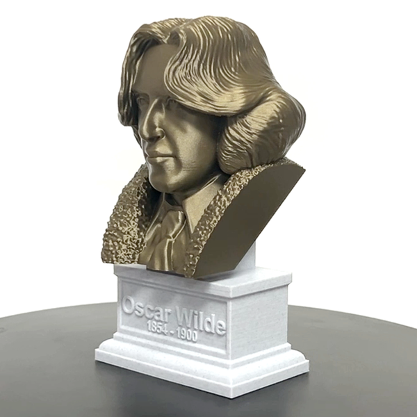 Oscar Wilde, Irish Poet and Playwright, Sculpture Bust on Box Plinth