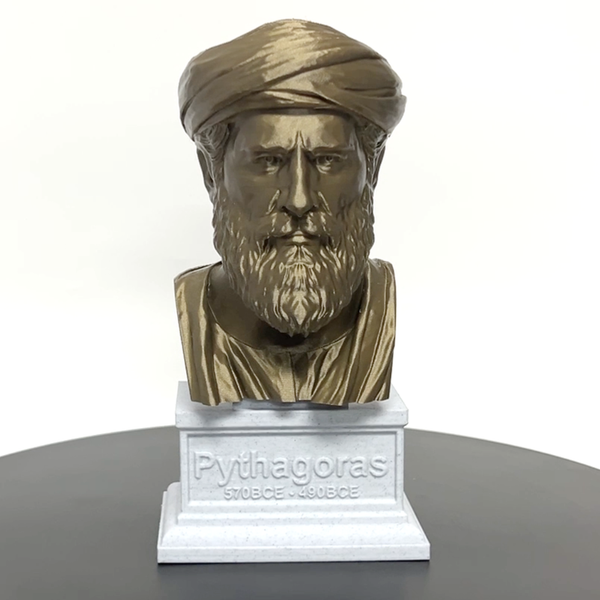 Pythagoras Famous Greek Mathematician and Philosopher Sculpture Bust on Box Plinth