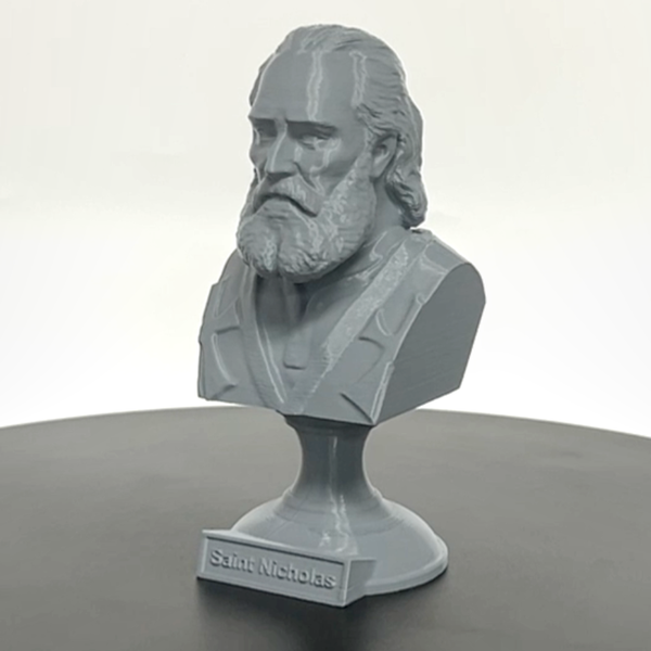 Saint Nicholas of Myra, Patron Saint of Children and Charity Sculpture Bust on Pedestal
