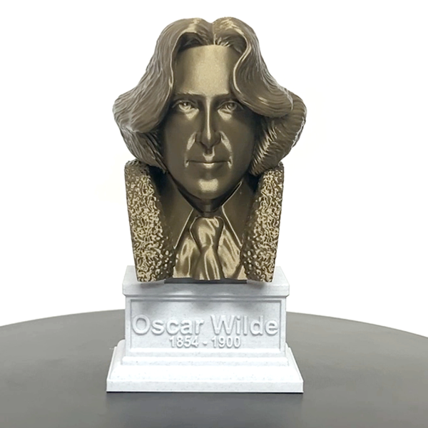Oscar Wilde, Irish Poet and Playwright, Sculpture Bust on Box Plinth