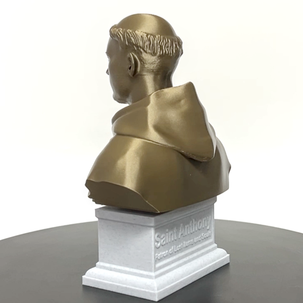 Saint Anthony of Padua, Beloved Franciscan Saint and Patron of Lost Things, Sculpture Bust on Box Plinth
