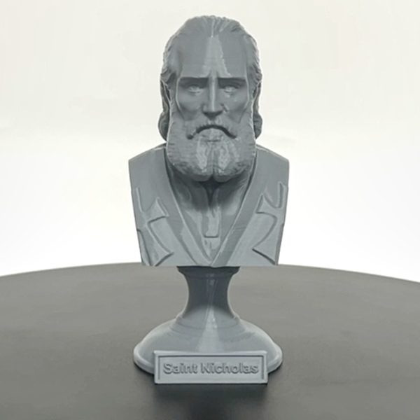 Saint Nicholas of Myra, Patron Saint of Children and Charity Sculpture Bust on Pedestal