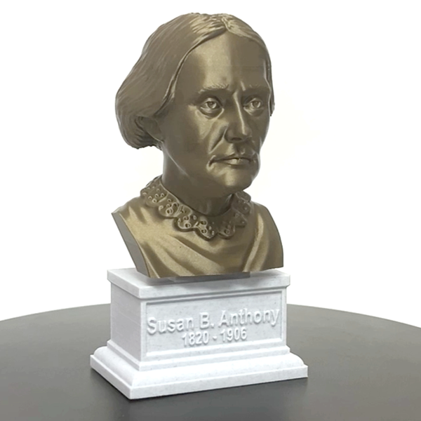 Susan B Anthony American Social Reformer and Women's Rights Activist Sculpture Bust on Box Plinth