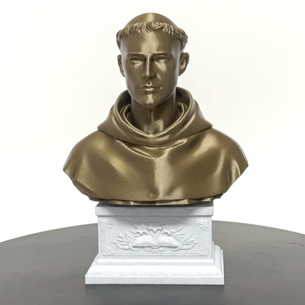 Saint Anthony of Padua, Beloved Franciscan Saint and Patron of Lost Things, Sculpture Bust on Box Plinth