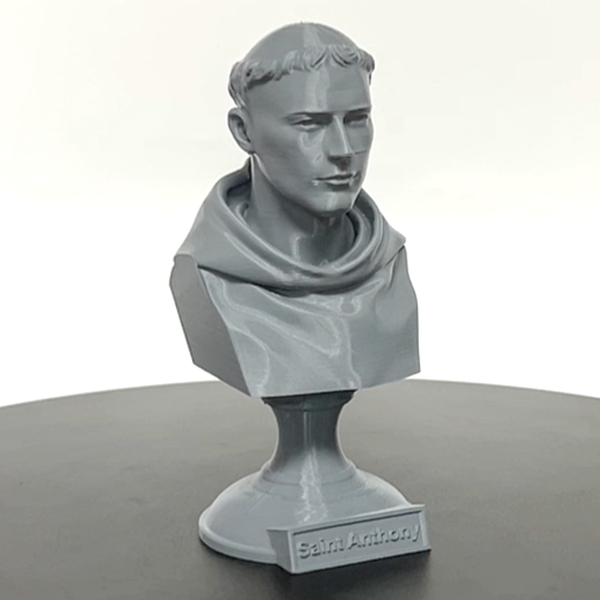 Saint Anthony of Padua, Beloved Franciscan Saint and Patron of Lost Things, Sculpture Bust on Pedestal