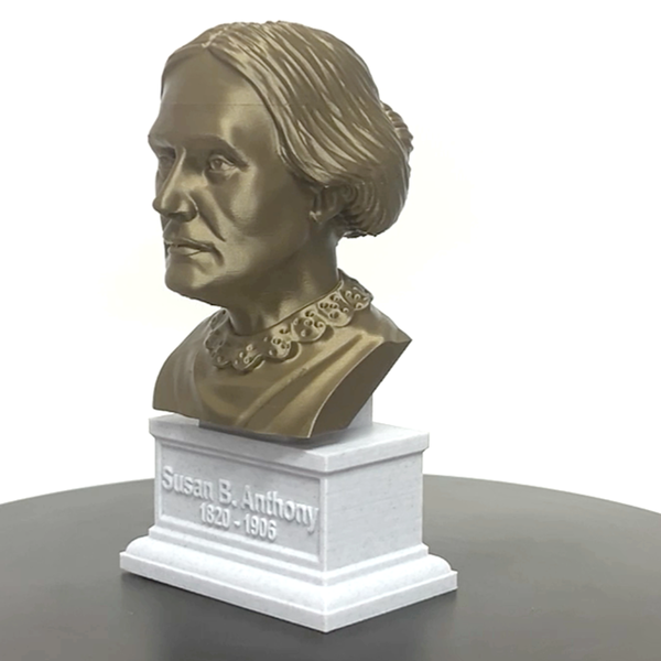 Susan B Anthony American Social Reformer and Women's Rights Activist Sculpture Bust on Box Plinth
