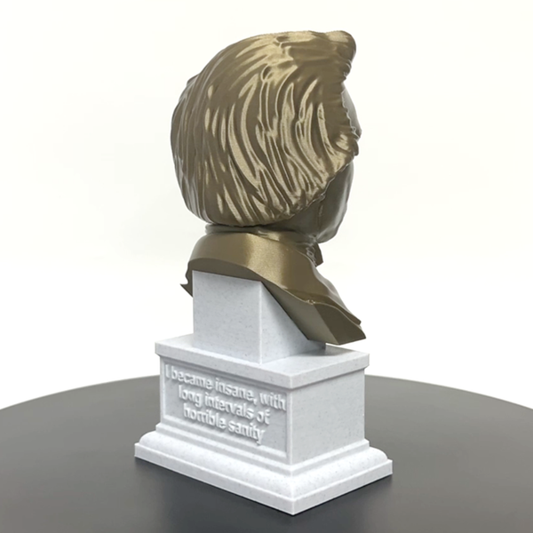 Edgar Allan Poe, Famous American Writer and Literary Critic, Sculpture Bust on Box Plinth