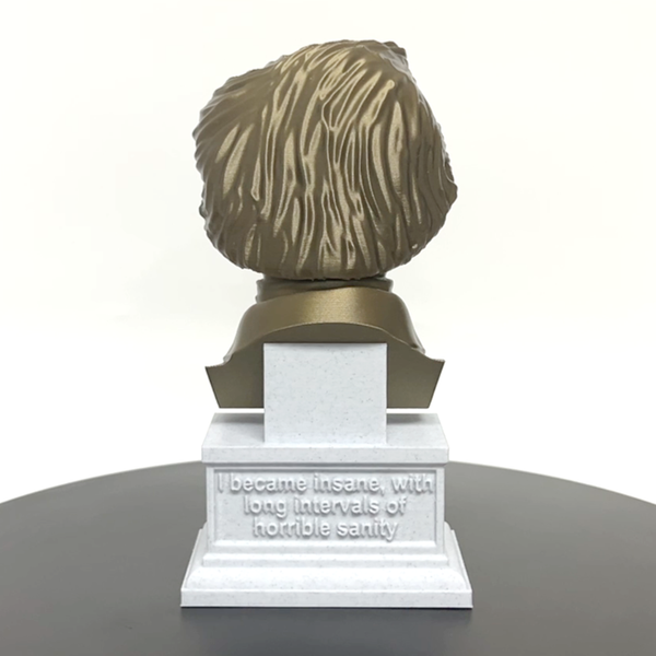 Edgar Allan Poe, Famous American Writer and Literary Critic, Sculpture Bust on Box Plinth