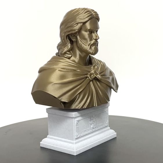 Saint Christopher, Patron Saint of Travelers and Wayfarers, Sculpture Bust on Box Plinth