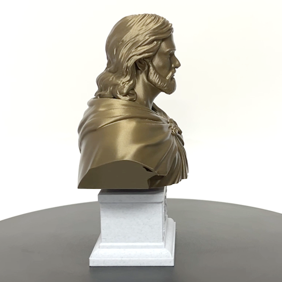 Saint Christopher, Patron Saint of Travelers and Wayfarers, Sculpture Bust on Box Plinth