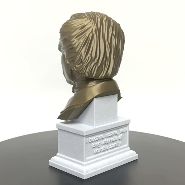 Edgar Allan Poe, Famous American Writer and Literary Critic, Sculpture Bust on Box Plinth