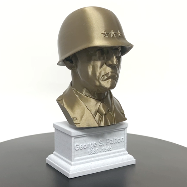 George S Patton Legendary US Army General Sculpture Bust on Box Plinth