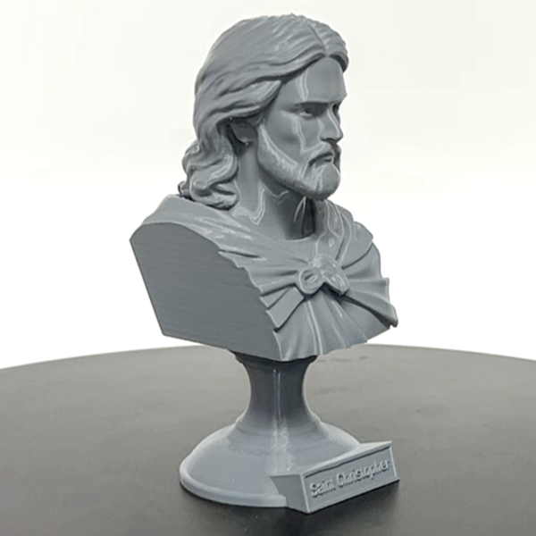 Saint Christopher, Patron Saint of Travelers and Protection, Sculpture Bust on Pedestal