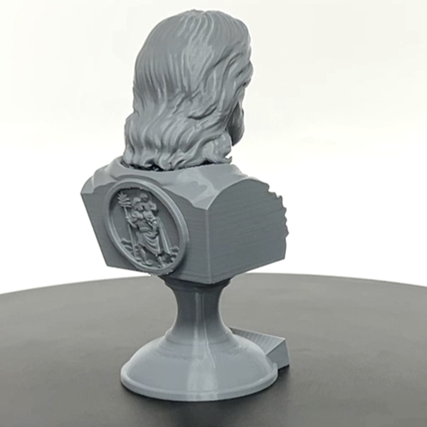 Saint Christopher, Patron Saint of Travelers and Protection, Sculpture Bust on Pedestal