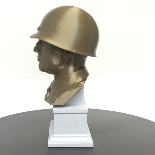 George S Patton Legendary US Army General Sculpture Bust on Box Plinth
